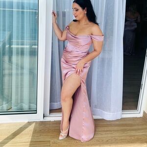 Pink Off-Shoulder Dress - Guest or Bridesmaid dress